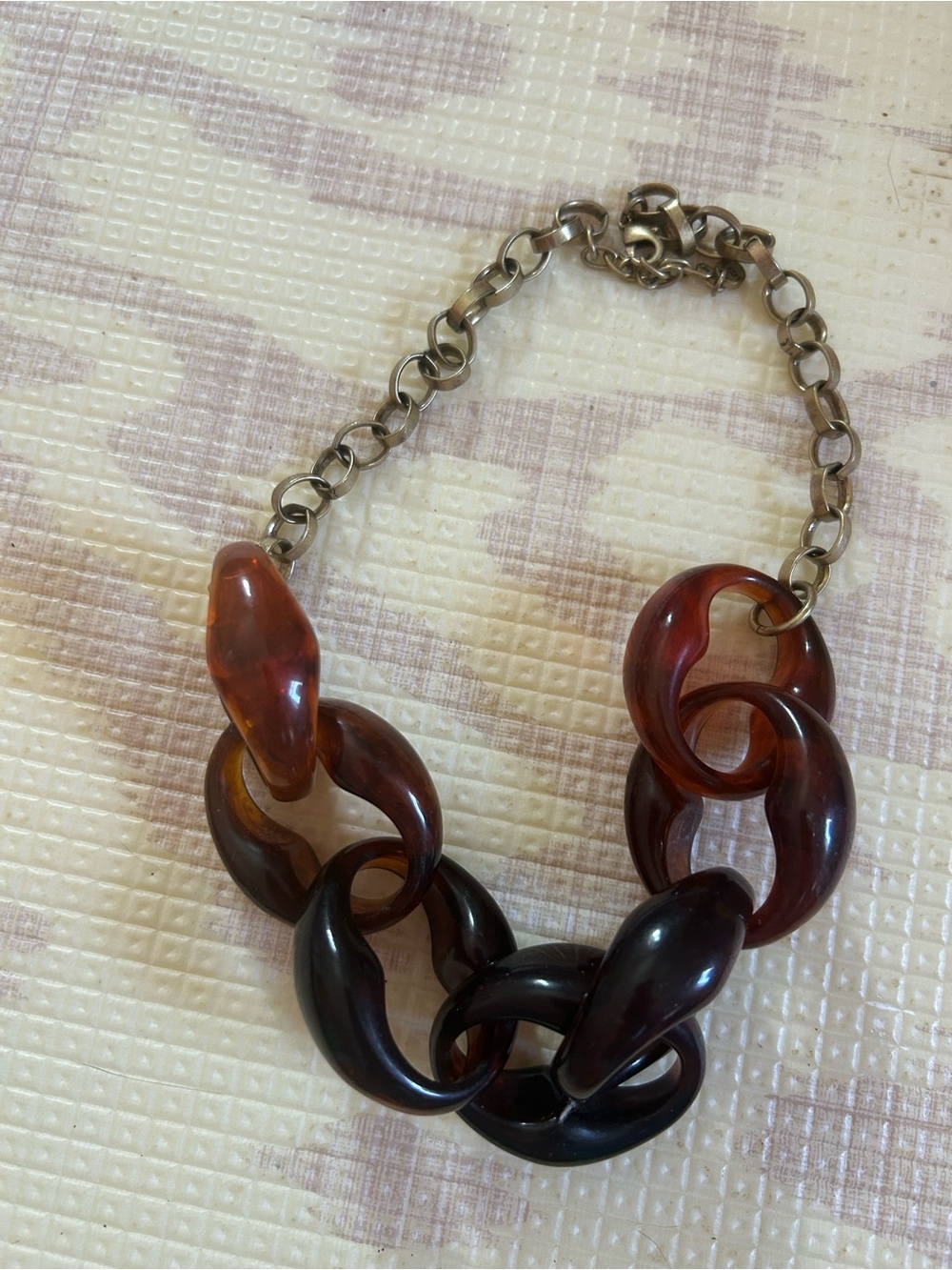 Brown Tortoiseshell Resin Link Necklace